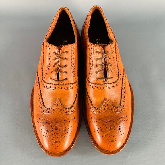 PAUL SMITH  7.5 Orange Perforated Leather Wingtip Lace-Up Flexible Travel Shoes main image 5